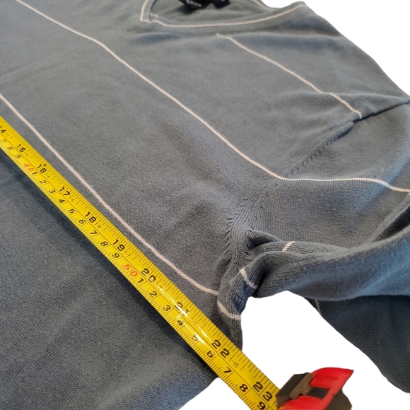 Banana Republic Men's Sweater V-Neck Lightweight 100% Cotton Blue Stripe XL - Picture 8 of 10